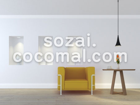 インテリア(黄色いソファーのあるリビング01)